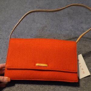 Ralph Lauren Vintage Wool Handbag Burnt Orange Old Money Coquette Girl NWT